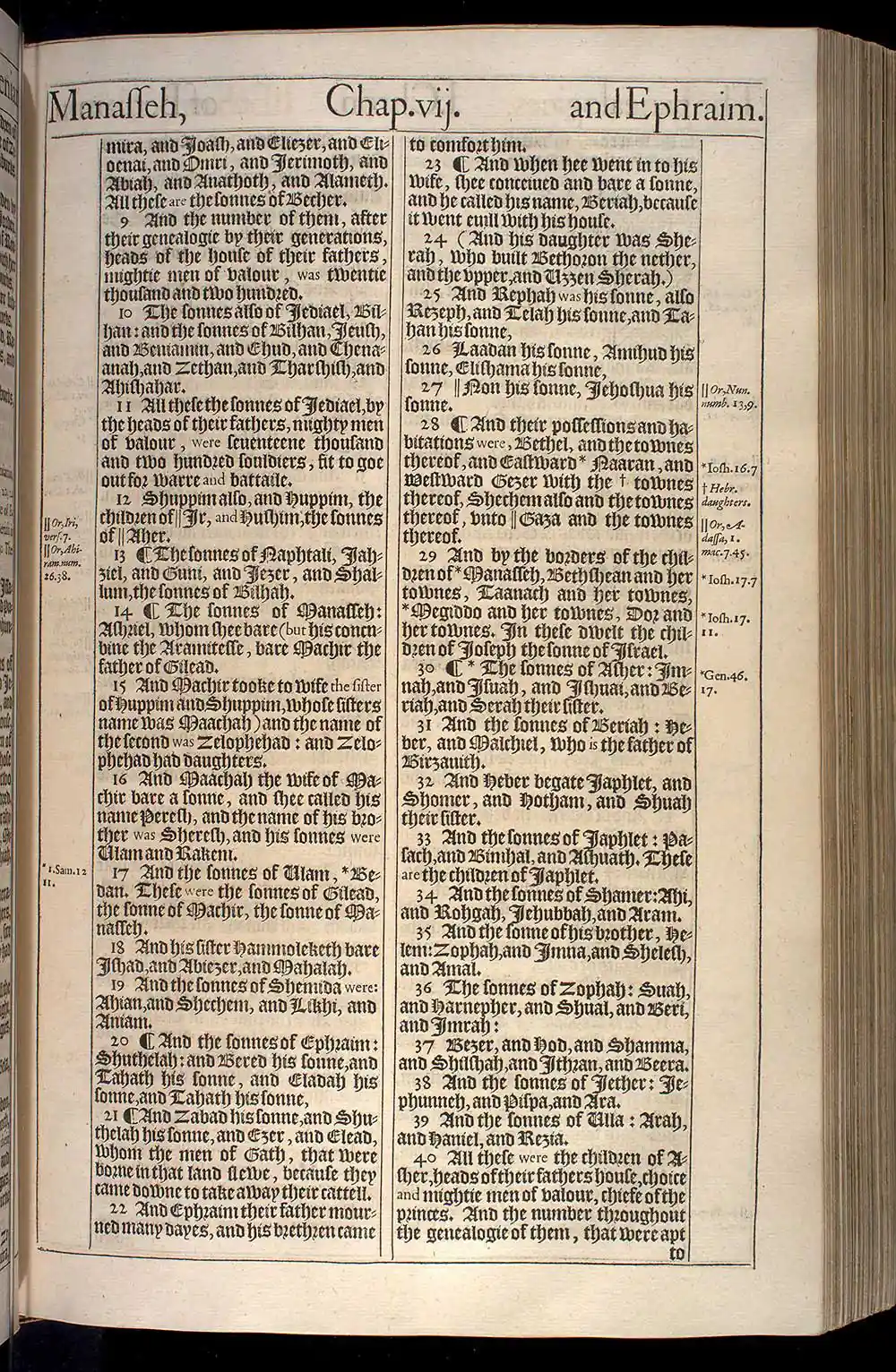 1 Chronicles Chapter 7 Original 1611 KJV Bible Scan
