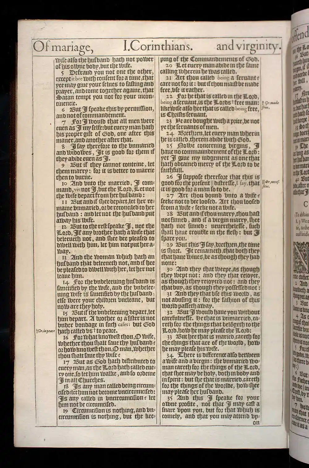 1 Corinthians Chapter 7 Original 1611 KJV Bible Scan