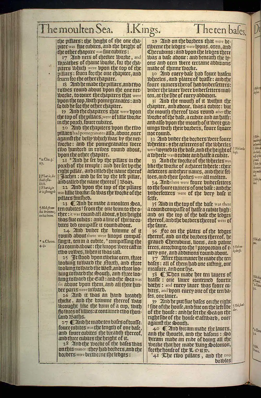 1 Kings Chapter 7 Original 1611 KJV Bible Scan