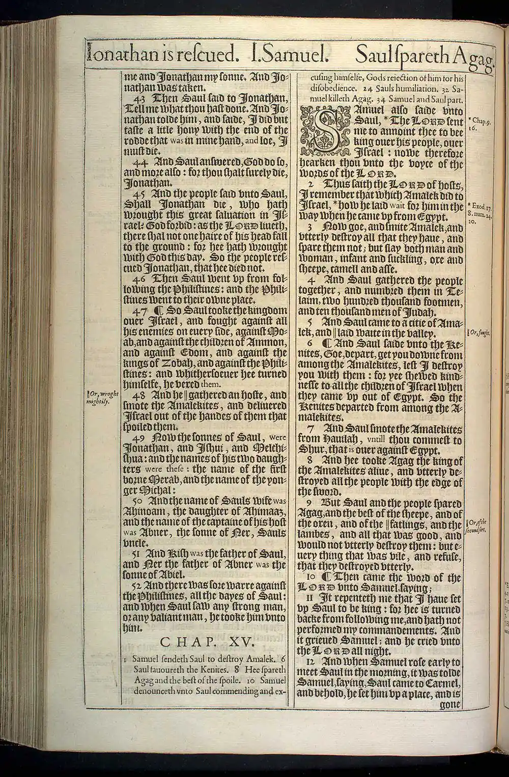 1 Samuel Chapter 15 Original 1611 KJV Bible Scan