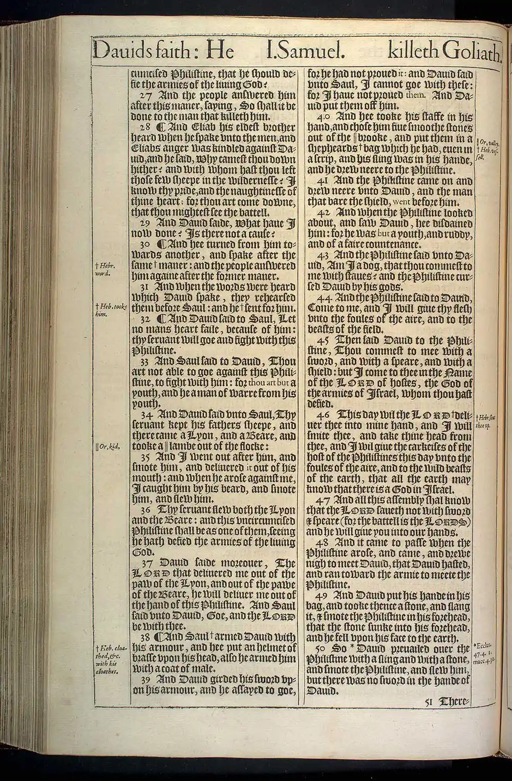 1 Samuel Chapter 17 Original 1611 KJV Bible Scan