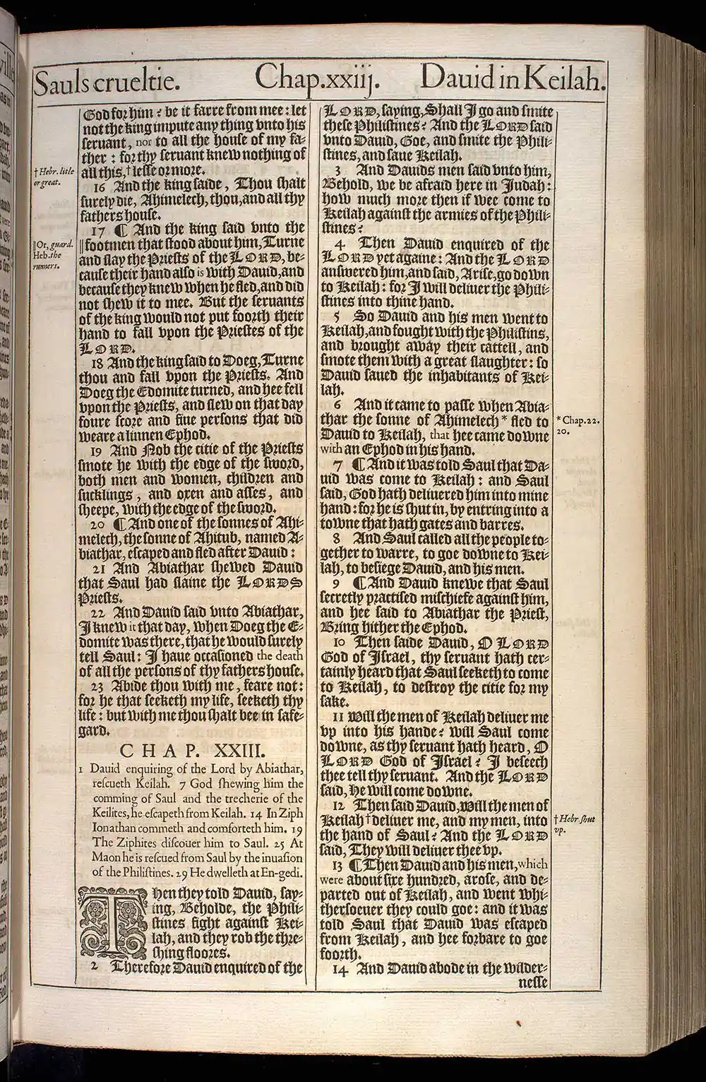 1 Samuel Chapter 23 Original 1611 KJV Bible Scan