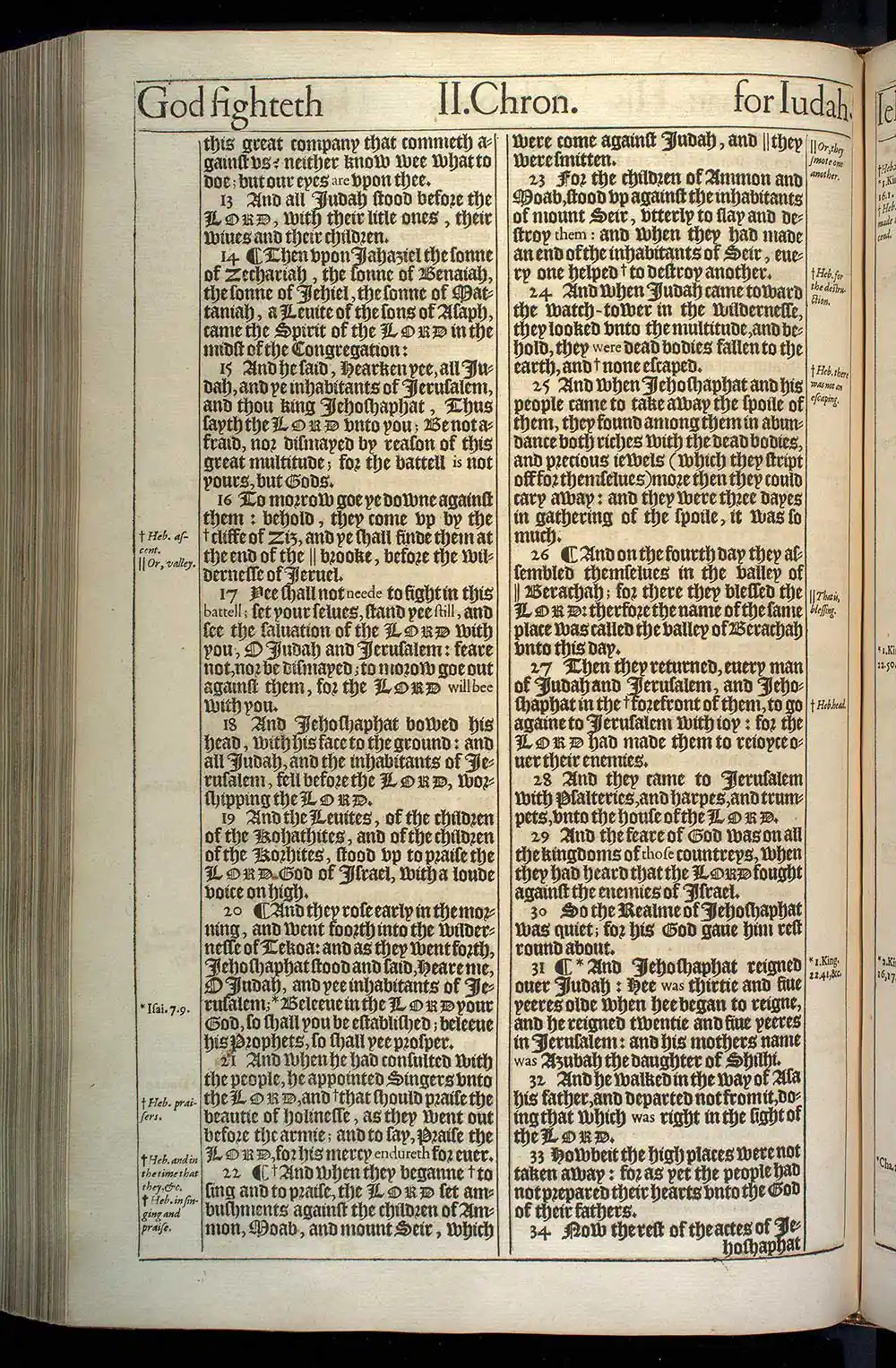 2 Chronicles Chapter 20 Original 1611 KJV Bible Scan