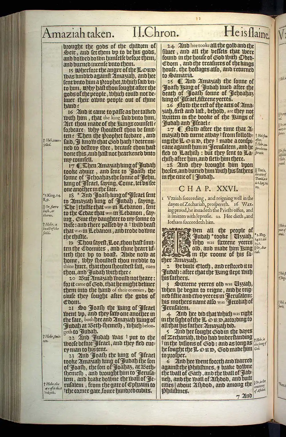 2 Chronicles Chapter 26 Original 1611 KJV Bible Scan