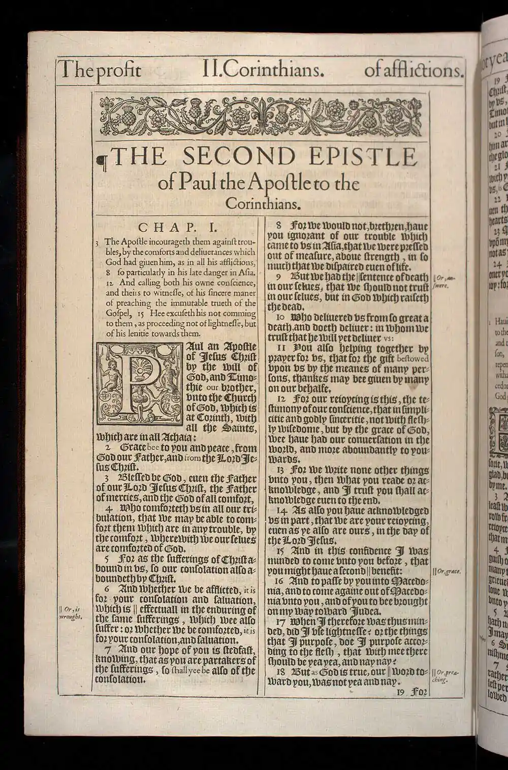 2 Corinthians Chapter 1 Original 1611 KJV Bible Scan