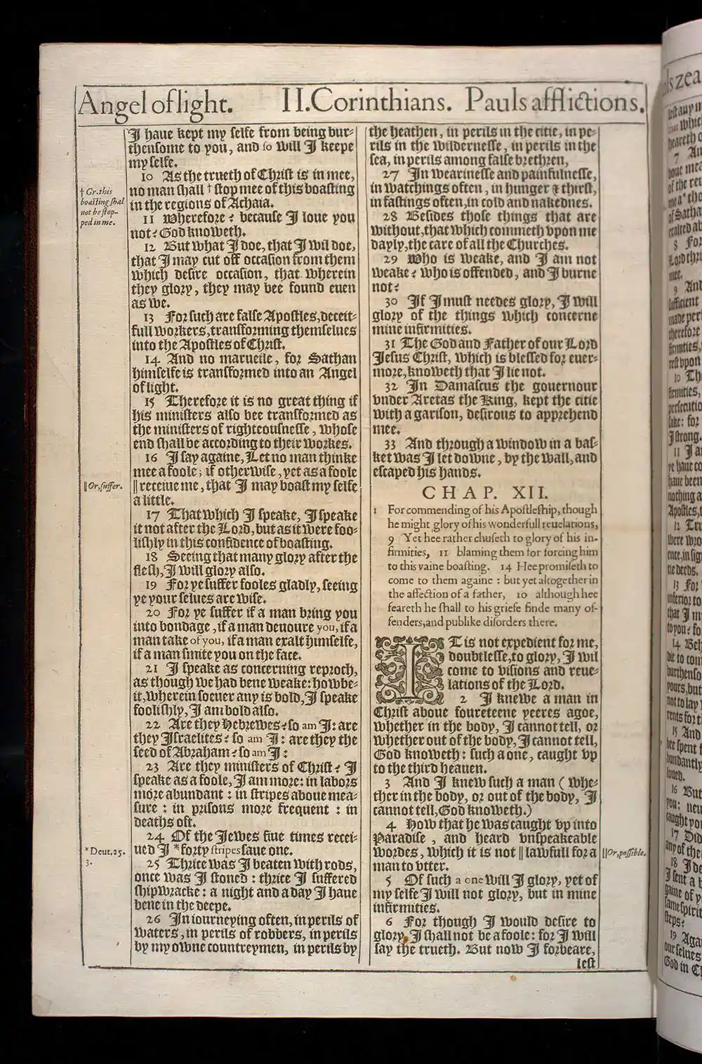 2 Corinthians Chapter 12 Original 1611 KJV Bible Scan