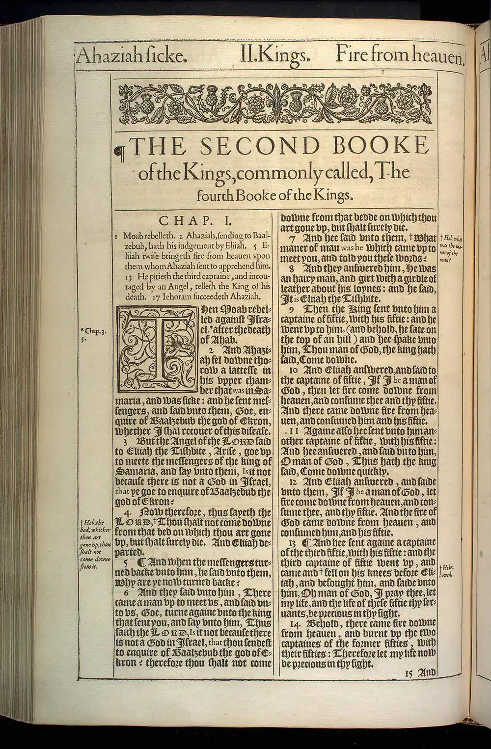 2 Kings Chapter 1 Original 1611 KJV Bible Scan
