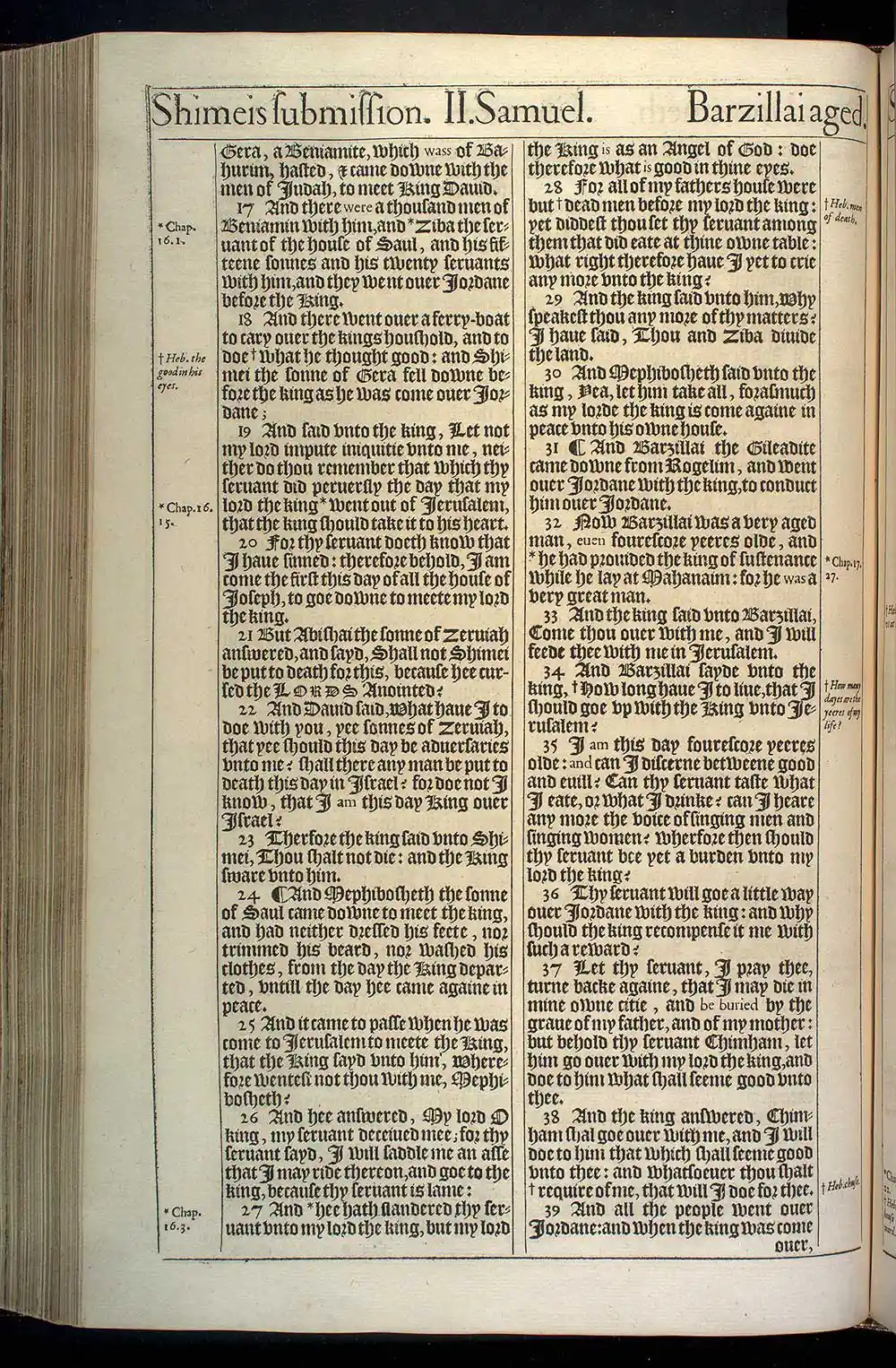 2 Samuel Chapter 19 Original 1611 KJV Bible Scan