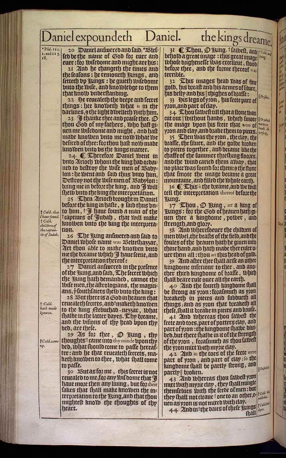 Daniel Chapter 2 Original 1611 KJV Bible Scan