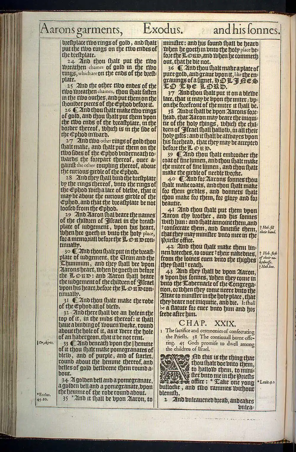 Exodus Chapter 28 Original 1611 KJV Bible Scan