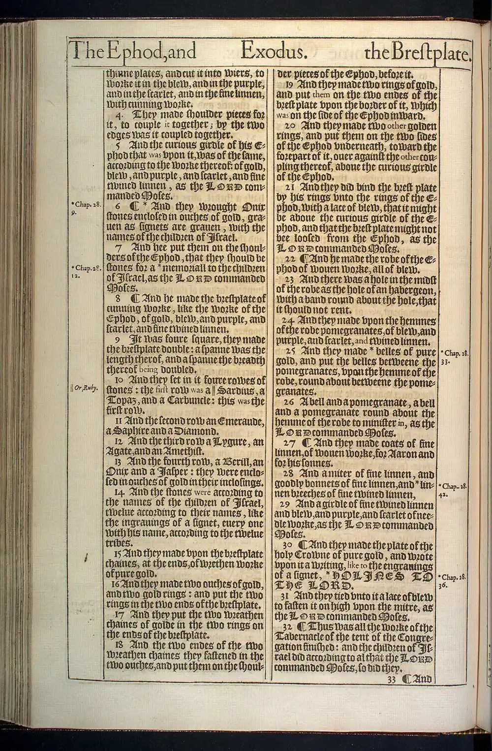 Exodus Chapter 39 Original 1611 KJV Bible Scan