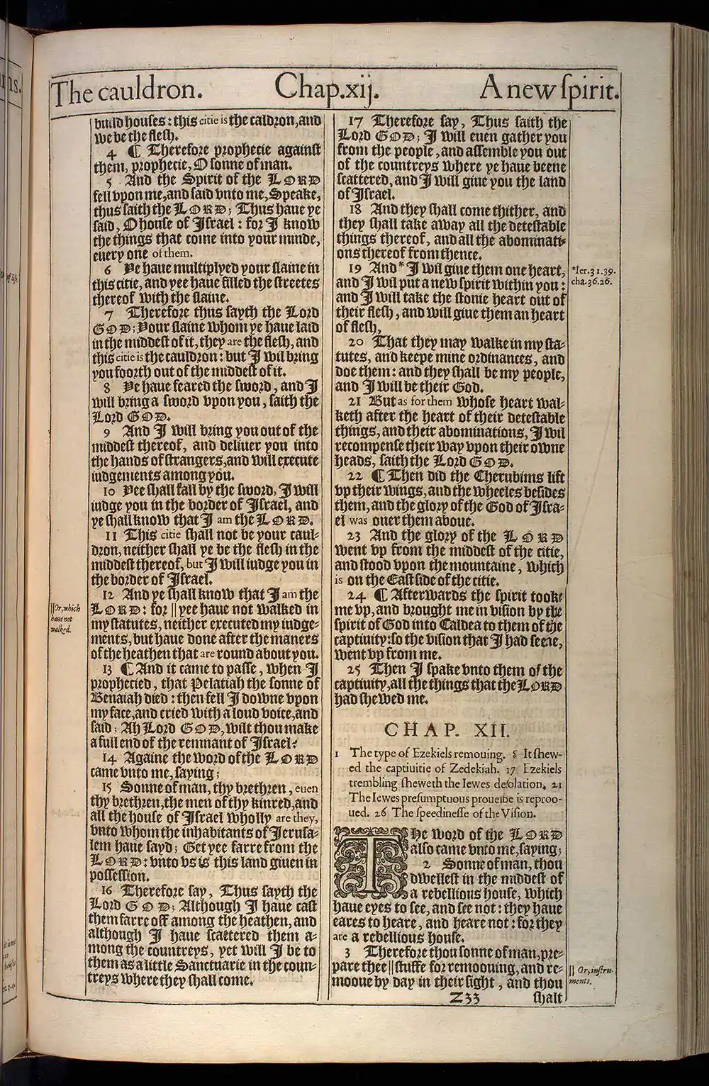 Ezekiel Chapter 12 Original 1611 KJV Bible Scan