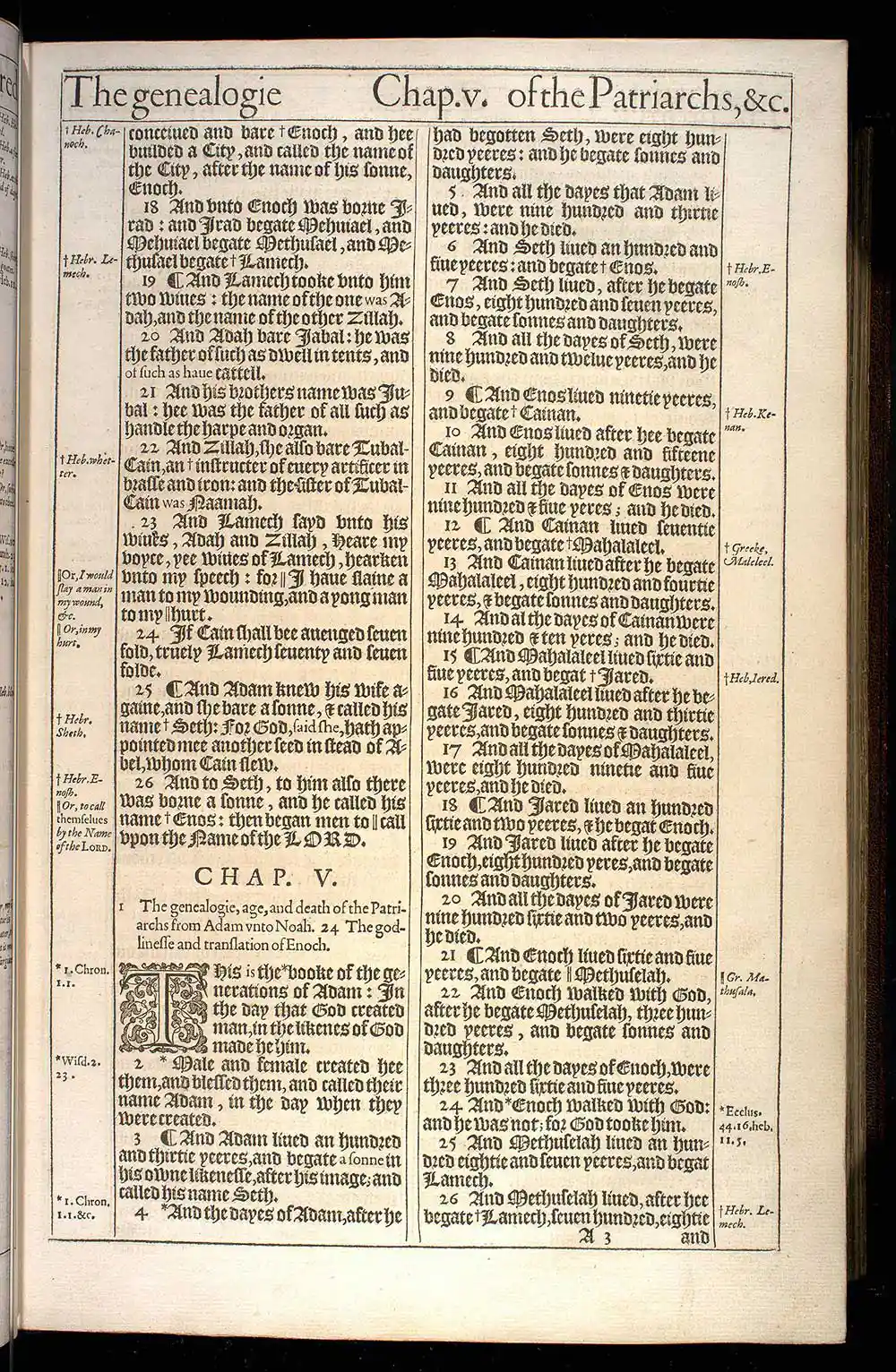 Genesis Chapter 5 Original 1611 KJV Bible Scan