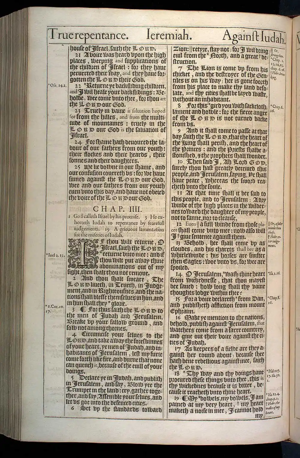 Jeremiah Chapter 3 Original 1611 KJV Bible Scan