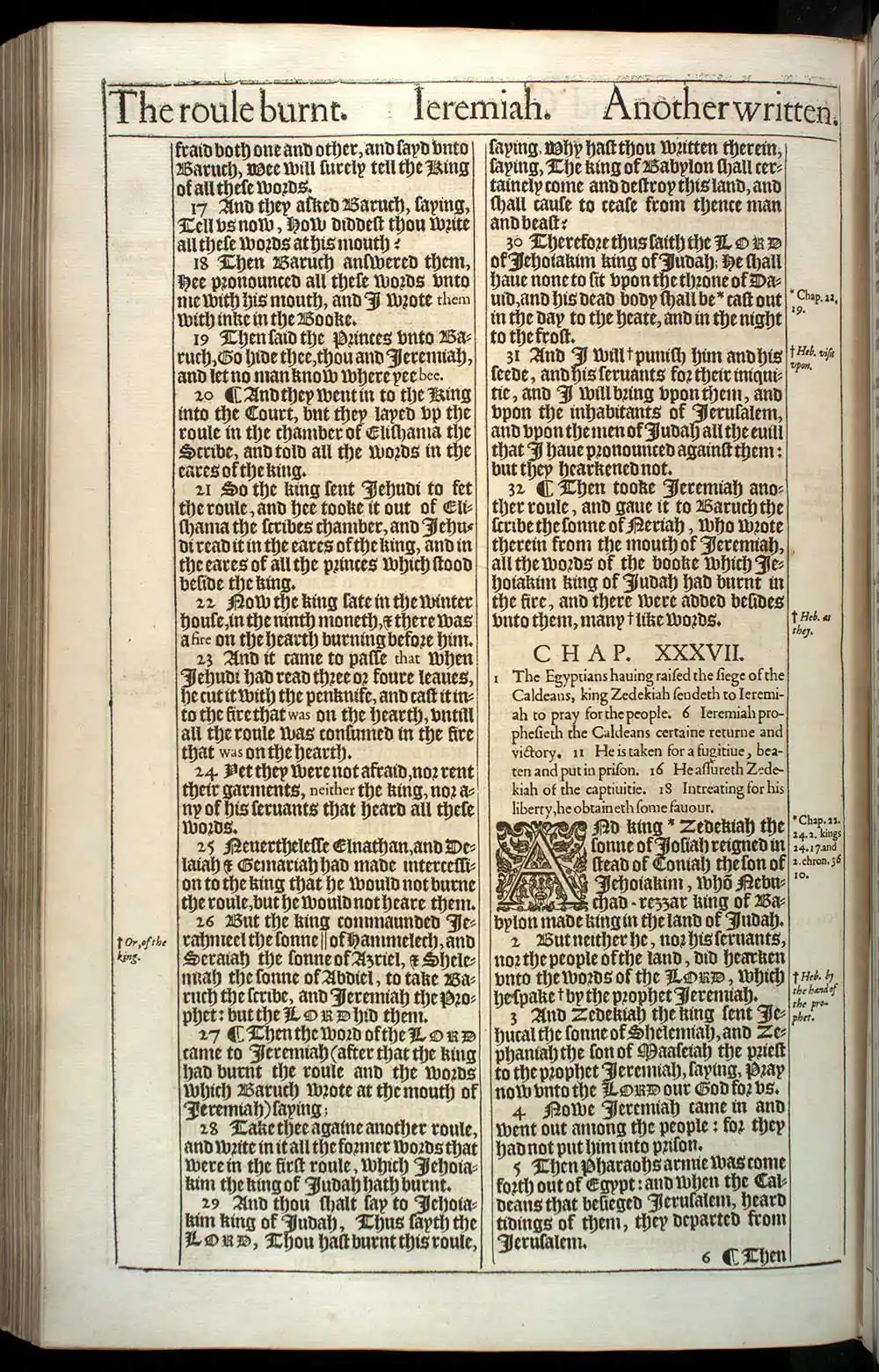 Jeremiah Chapter 36 Original 1611 KJV Bible Scan