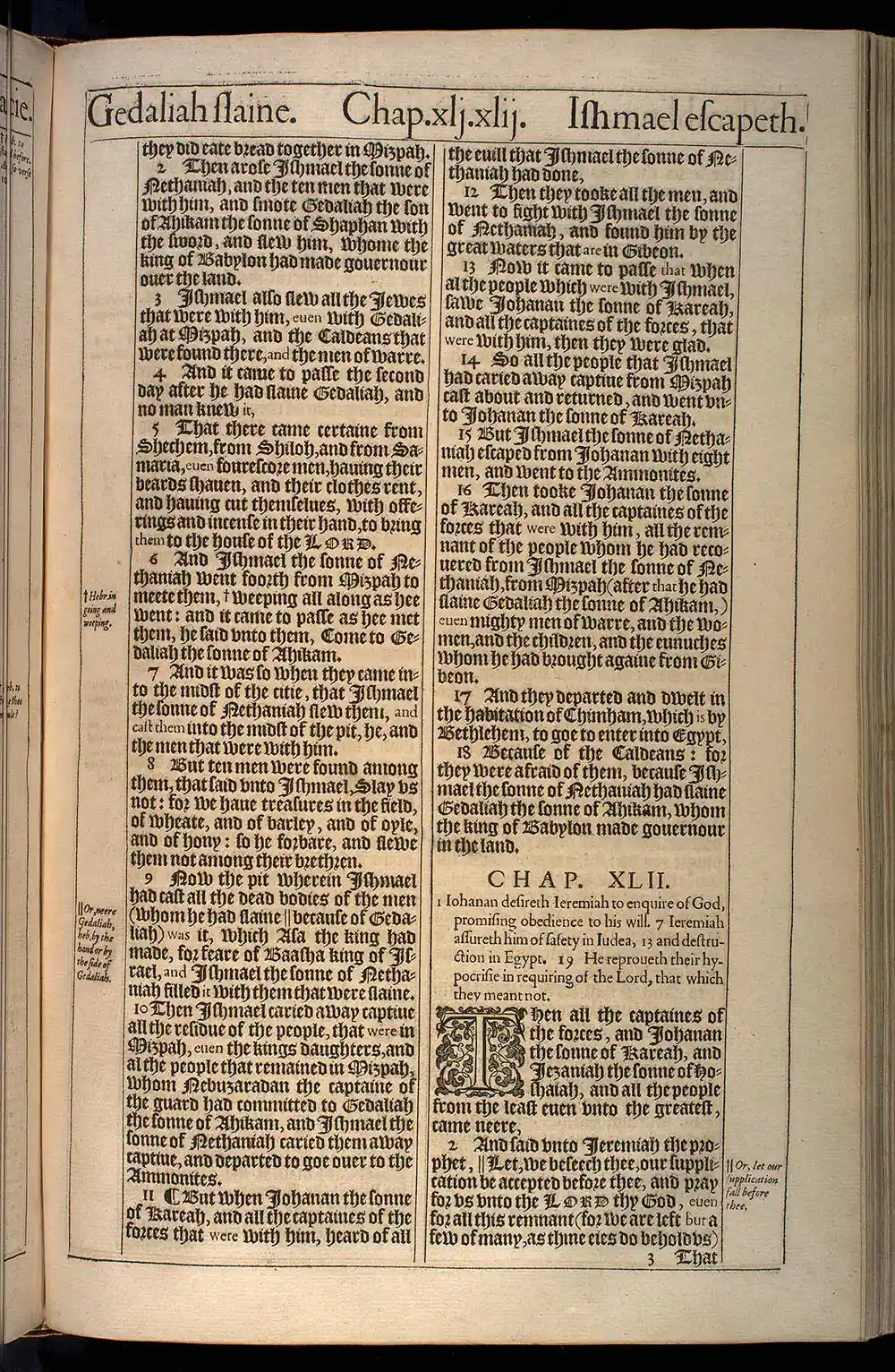 Jeremiah Chapter 42 Original 1611 KJV Bible Scan