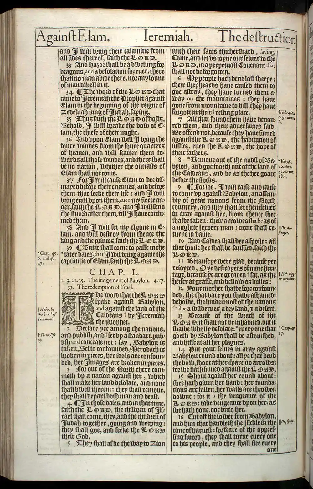 Jeremiah Chapter 50 Original 1611 KJV Bible Scan