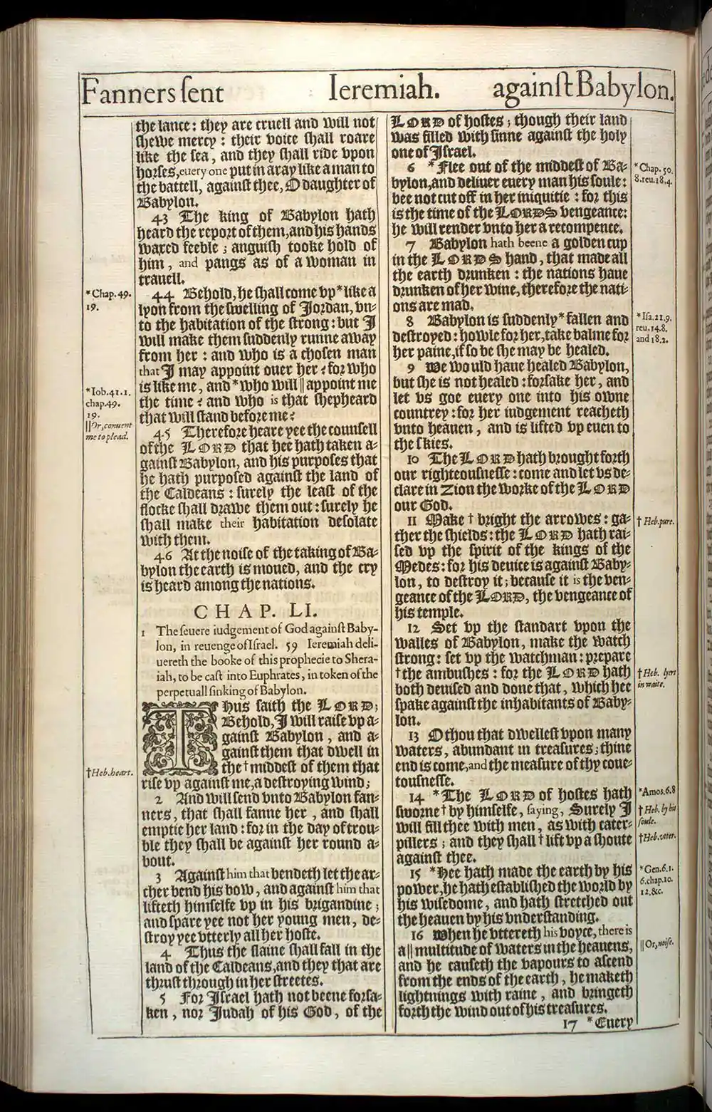 Jeremiah Chapter 50 Original 1611 KJV Bible Scan