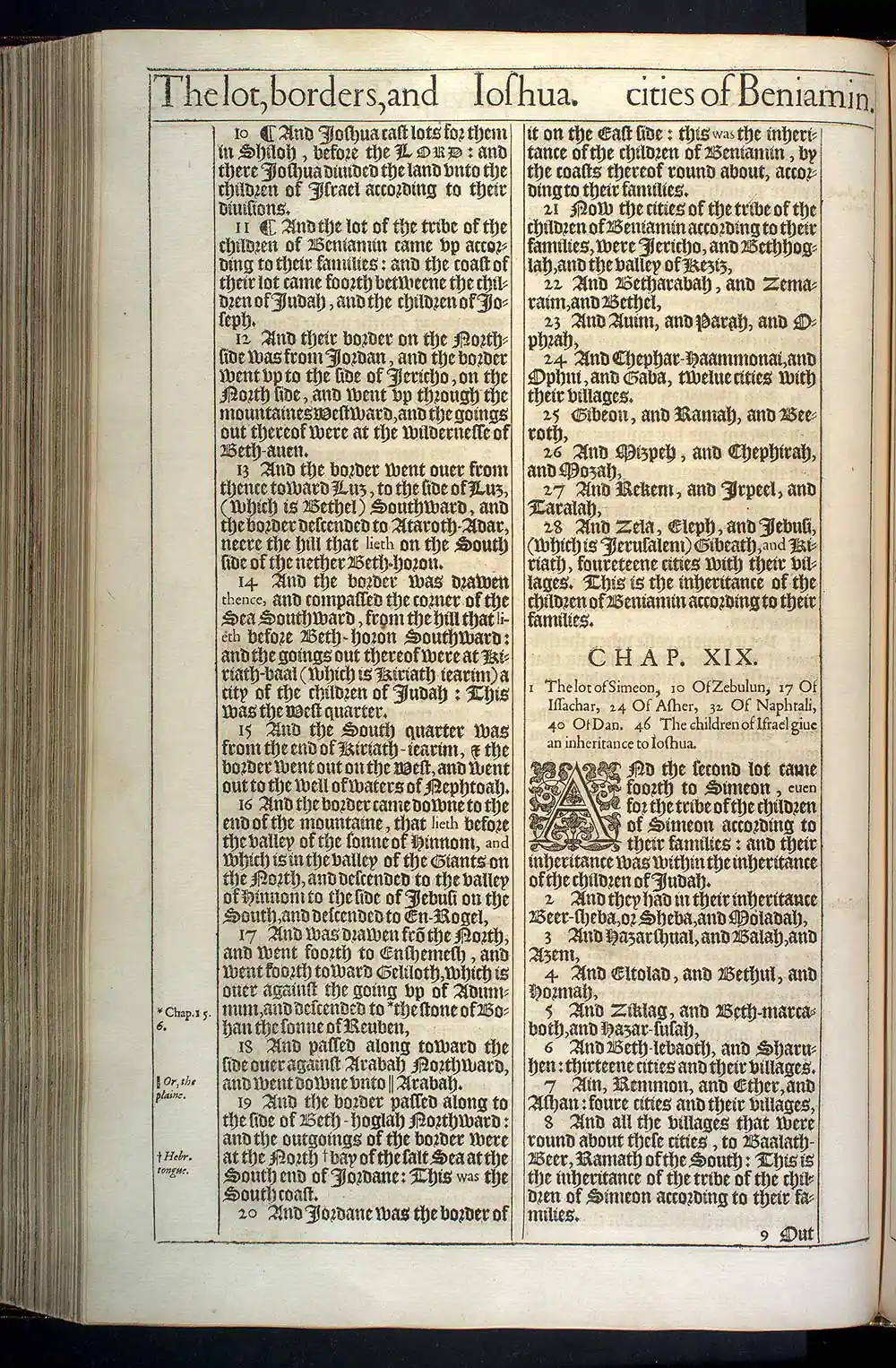 Joshua Chapter 19 Original 1611 KJV Bible Scan