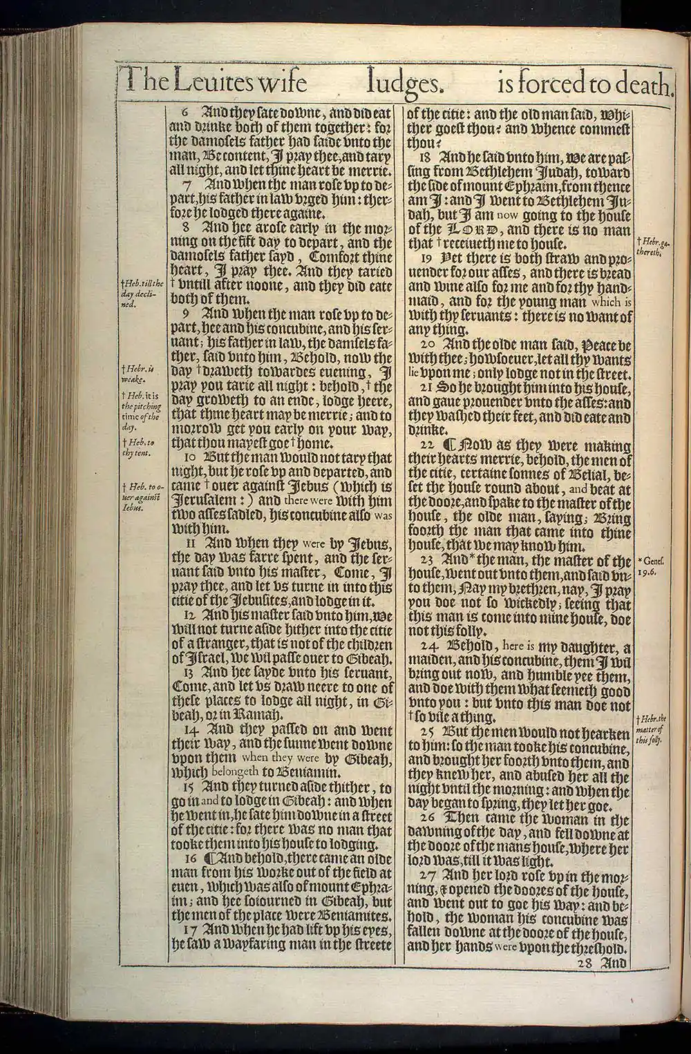 Judges Chapter 19 Original 1611 KJV Bible Scan