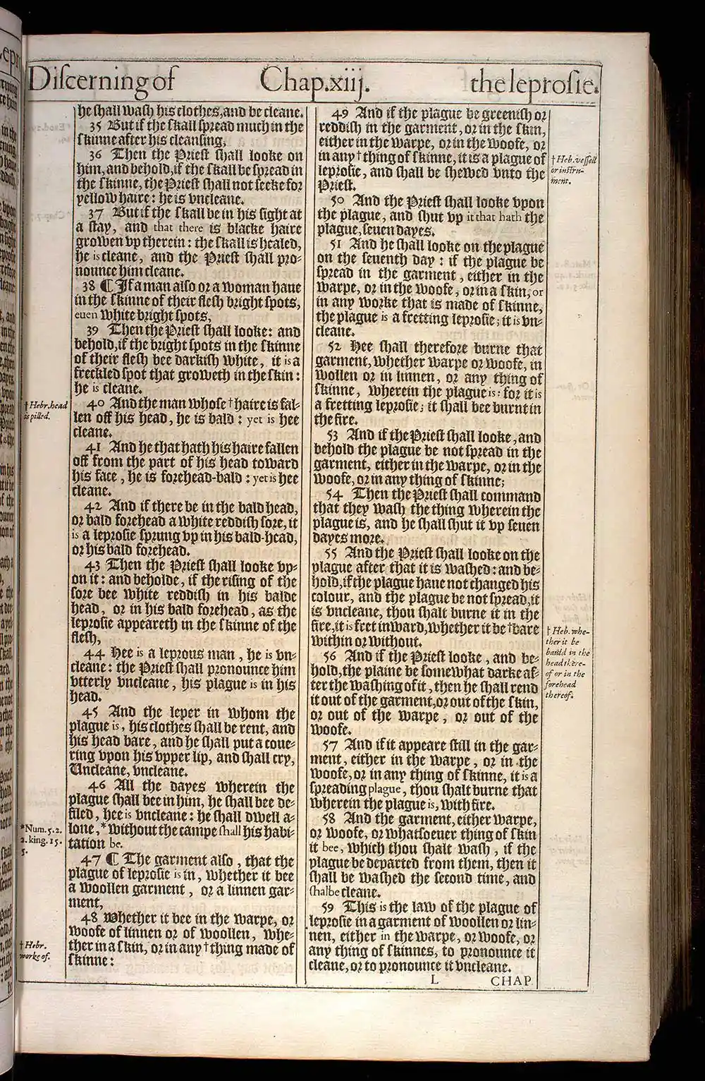 Leviticus Chapter 13 Original 1611 KJV Bible Scan