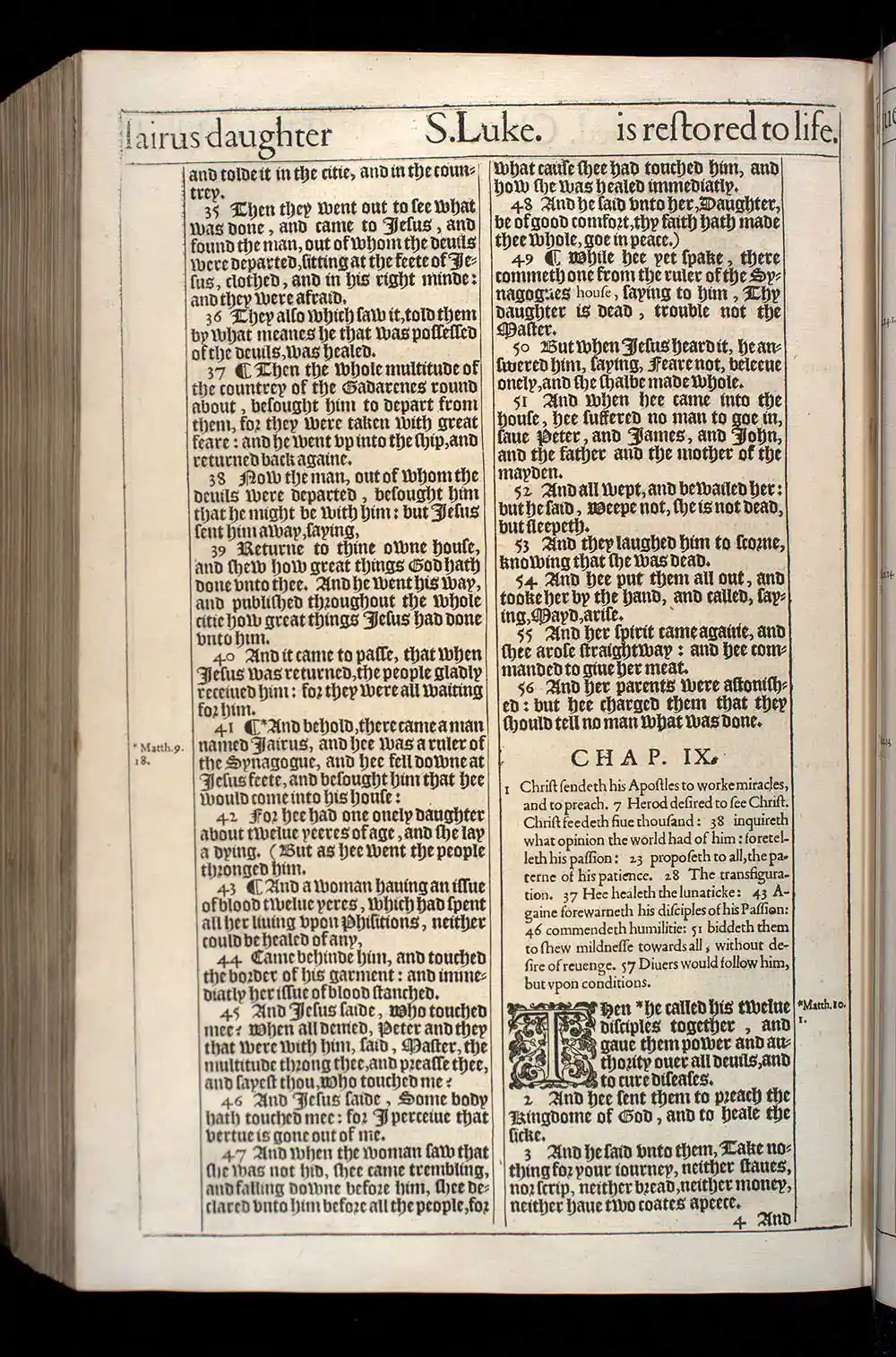 Luke Chapter 9 Original 1611 KJV Bible Scan