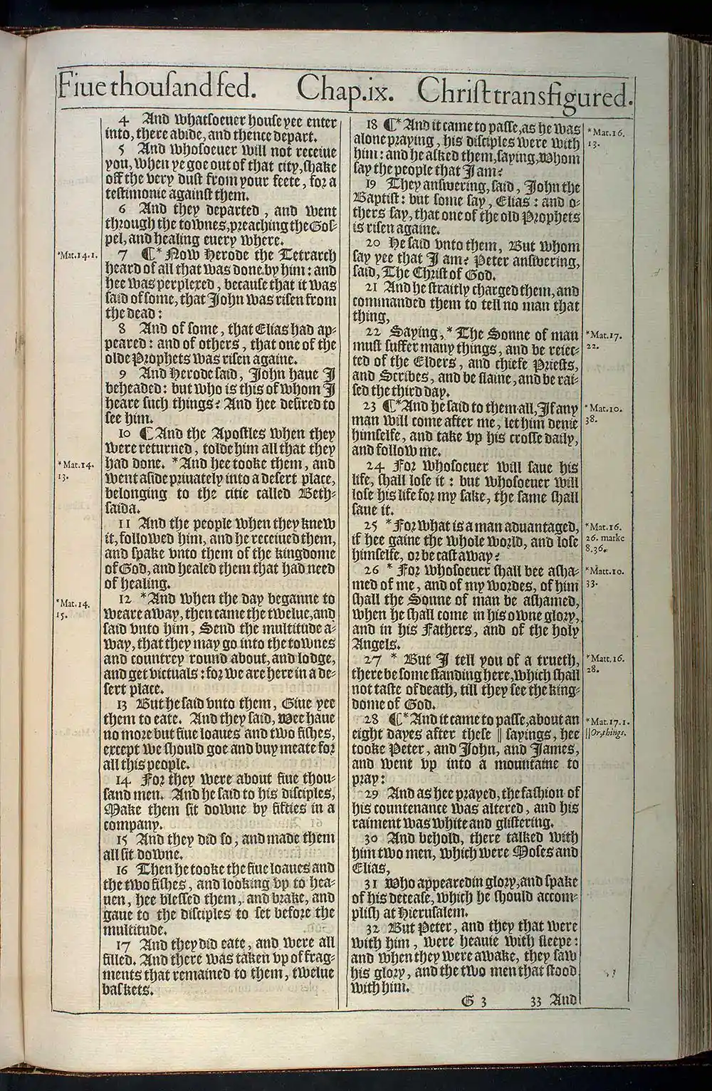 Luke Chapter 9 Original 1611 KJV Bible Scan