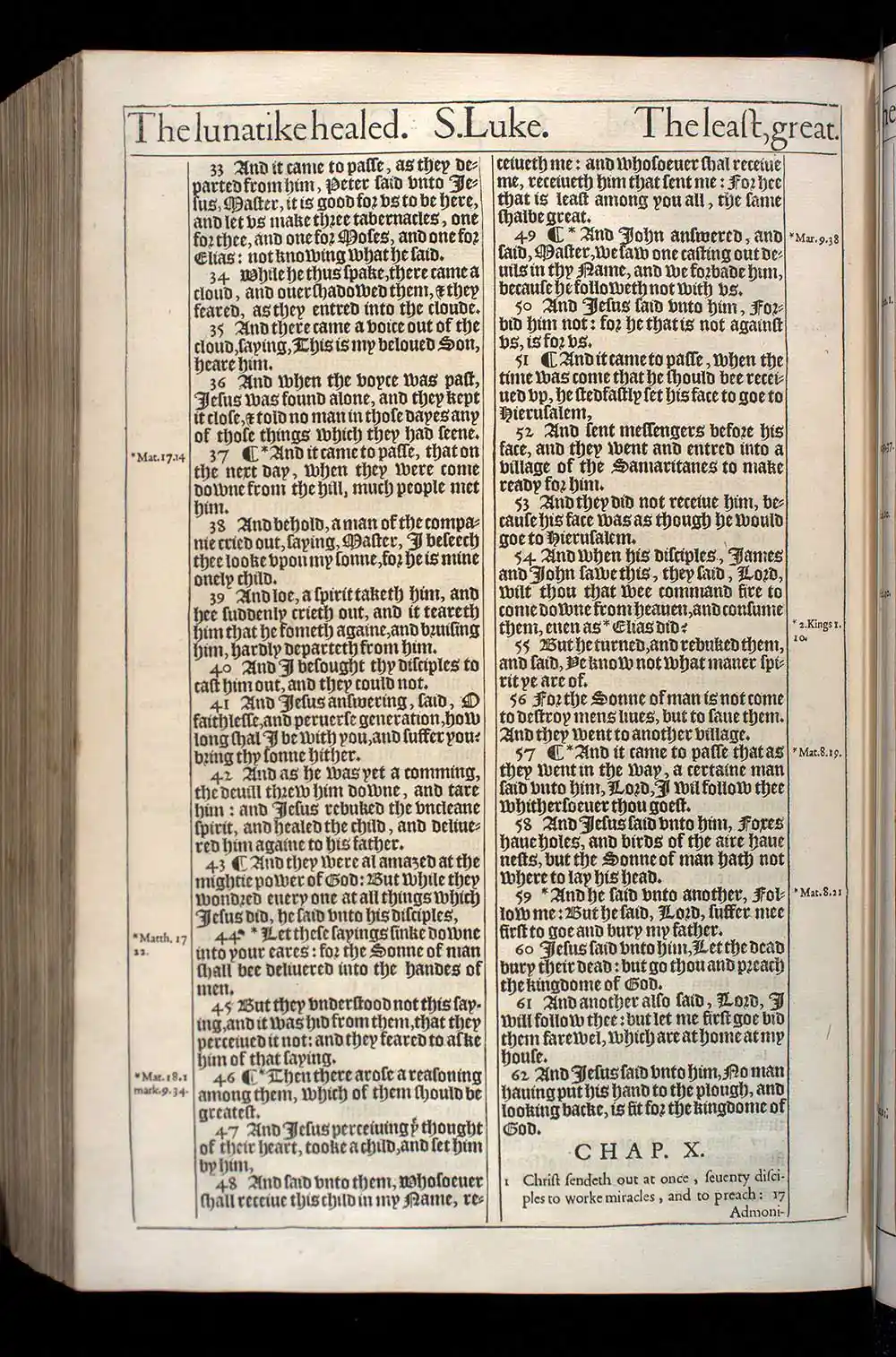 Luke Chapter 9 Original 1611 KJV Bible Scan
