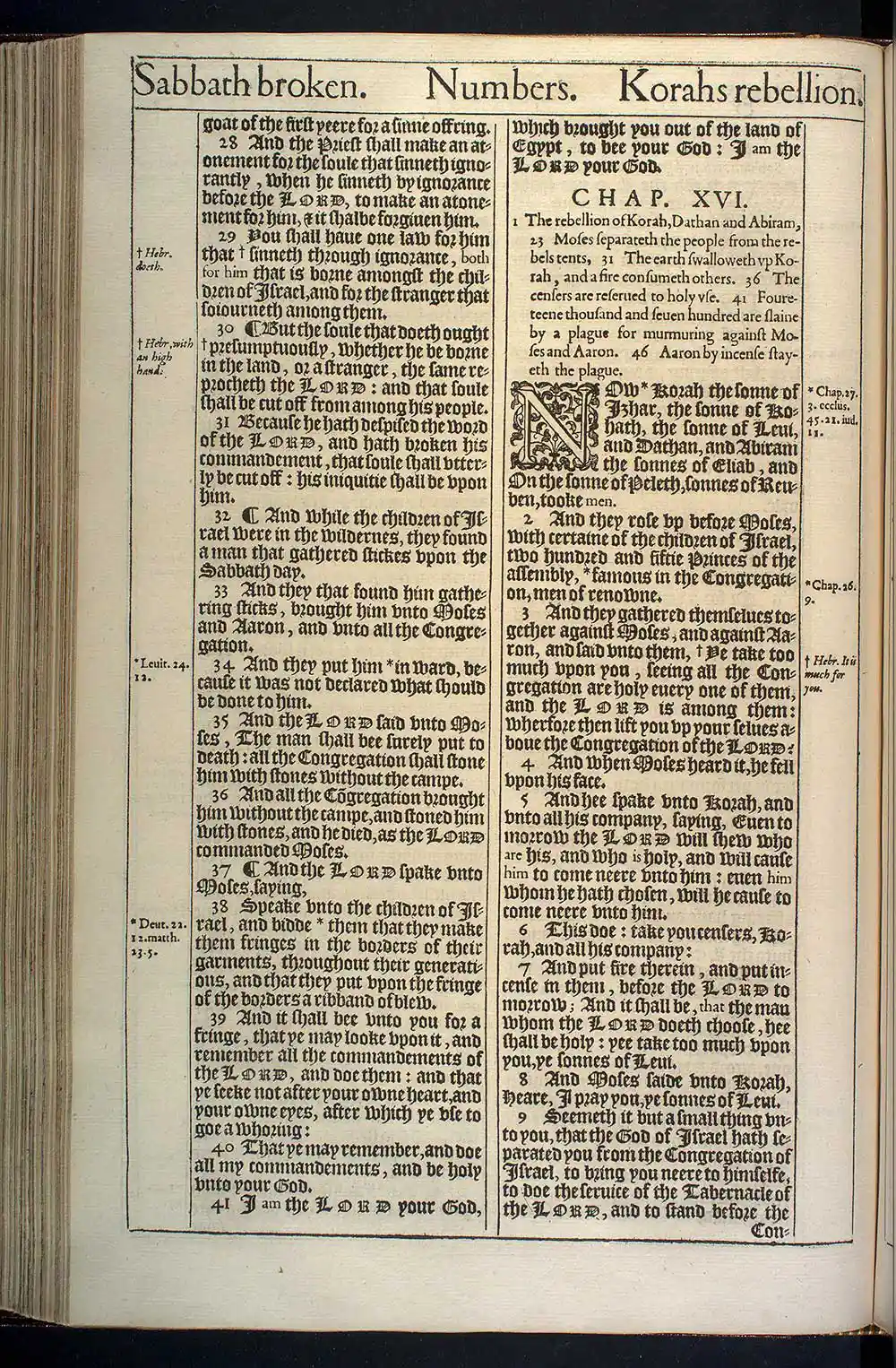Numbers Chapter 16 Original 1611 KJV Bible Scan
