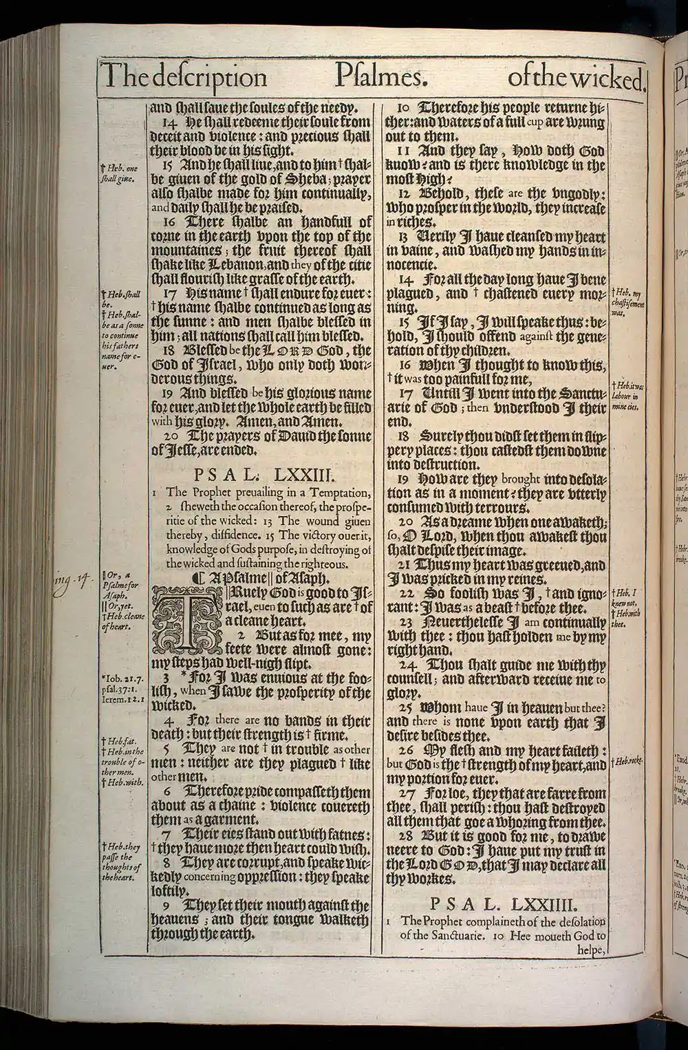 Psalms Chapter 73 Original 1611 KJV Bible Scan