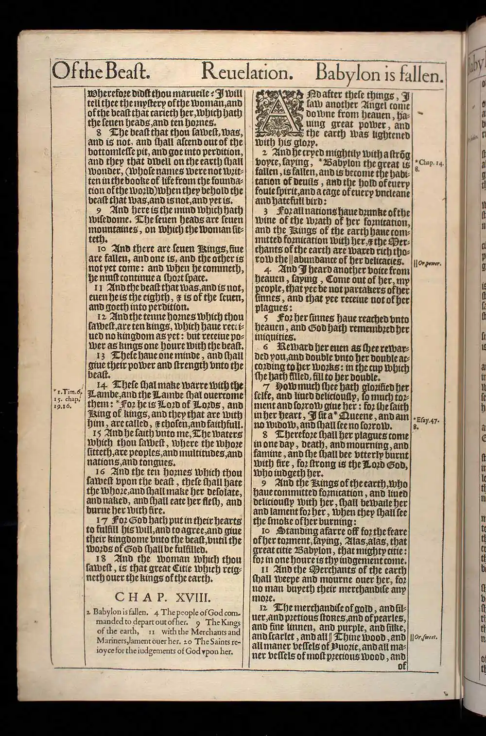 Revelation Chapter 18 Original 1611 KJV Bible Scan