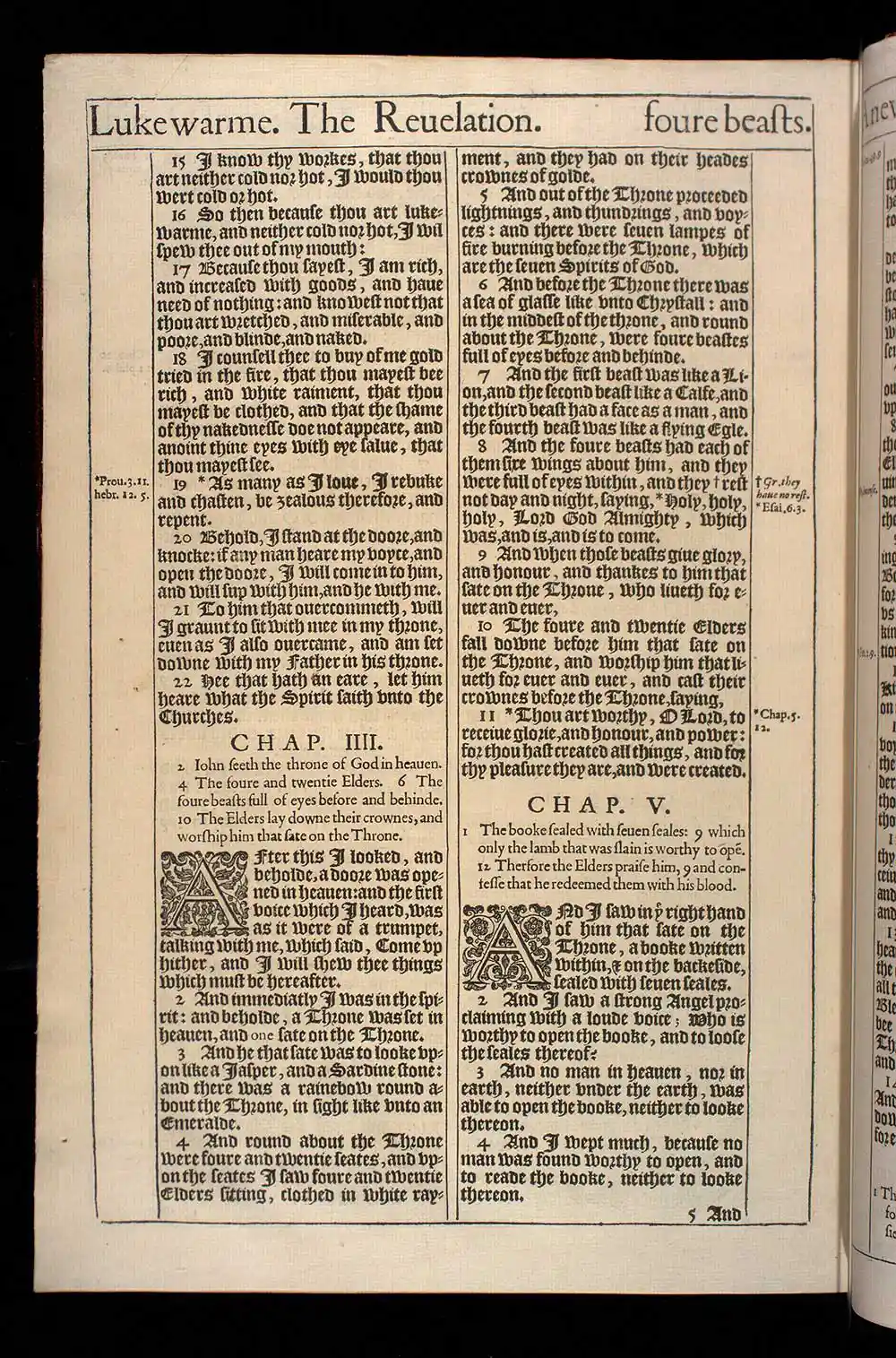 Revelation Chapter 4 Original 1611 KJV Bible Scan